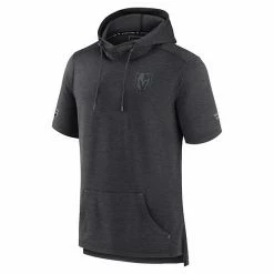 Men's Fanatics Branded Heather Charcoal Vegas Golden Knights Authentic Pro Road Performance Short Sleeve Pullover Hoodie -Metaverse shop unnamed file 13911