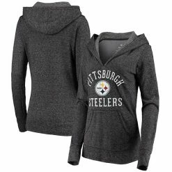 Alternative view of Women's Fanatics Branded Black Pittsburgh Steelers Doubleface Slub Pullover Hoodie