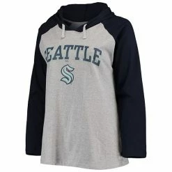 Women's Fanatics Branded Heathered Gray/Deep Sea Blue Seattle Kraken Plus Size Raglan Pullover Hoodie -Metaverse shop unnamed file 13976