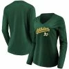 Women's Fanatics Branded Green Oakland Athletics Core Team Lockup Long Sleeve V-Neck T-Shirt -Metaverse shop unnamed file 13981