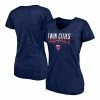 Women's Fanatics Branded Heathered Navy Minnesota Twins Twinsies Hometown Collection Tri-Blend V-Neck T-Shirt