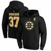 Men's Fanatics Branded Patrice Bergeron Black Boston Bruins Captain Patch Authentic Stack Name & Number Pullover Hoodie