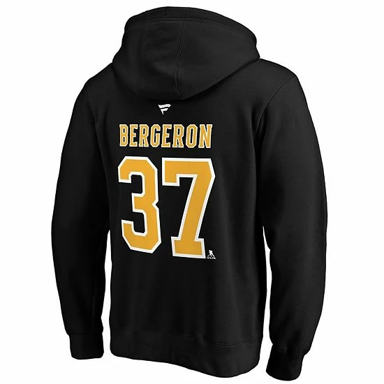 Men's Fanatics Branded Patrice Bergeron Black Boston Bruins Captain Patch Authentic Stack Name & Number Pullover Hoodie 6 Men's Fanatics Branded Patrice Bergeron Black Boston Bruins Captain Patch Authentic Stack Name & Number Pullover Hoodie - Image 4