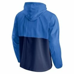 Men's Fanatics Branded Blue/Navy Oklahoma City Thunder Anorak Block Party Windbreaker Half-Zip Hoodie Jacket -Metaverse shop unnamed file 14106