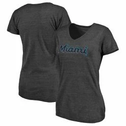 Women's Fanatics Branded Heathered Charcoal Miami Marlins Wordmark Tri-Blend V-Neck T-Shirt 3 Women's Fanatics Branded Heathered Charcoal Miami Marlins Wordmark Tri-Blend V-Neck T-Shirt -Metaverse shop unnamed file 14177