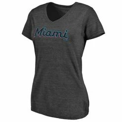 Women's Fanatics Branded Heathered Charcoal Miami Marlins Wordmark Tri-Blend V-Neck T-Shirt 4 Women's Fanatics Branded Heathered Charcoal Miami Marlins Wordmark Tri-Blend V-Neck T-Shirt -Metaverse shop unnamed file 14178