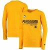 Youth Fanatics Branded Gold Pittsburgh Penguins Authentic Pro Prime Long Sleeve T-Shirt