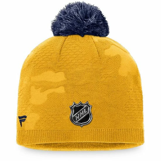 Women's Fanatics Branded Gold/Navy Nashville Predators Authentic Pro Team Locker Room Beanie With Pom 5 Women's Fanatics Branded Gold/Navy Nashville Predators Authentic Pro Team Locker Room Beanie With Pom - Image 3