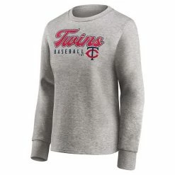 Women's Fanatics Branded Heathered Gray Minnesota Twins Crew Pullover Sweater -Metaverse shop unnamed file 14278