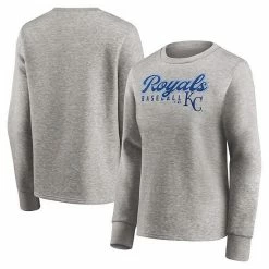 Women's Fanatics Branded Heathered Gray Kansas City Royals Crew Pullover Sweater -Metaverse shop unnamed file 14295