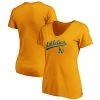 Women's Fanatics Branded Gold Oakland Athletics Team Logo Lockup V-Neck T-Shirt -Metaverse shop unnamed file 14395
