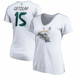 Women's Fanatics Branded Ryan Getzlaf White Anaheim Ducks 2020/21 Special Edition Authentic Stack Name & Number V-Neck T-Shirt