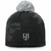 Women's Fanatics Branded Black/Silver Los Angeles Kings Authentic Pro Team Locker Room Beanie With Pom
