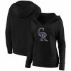 Women's Fanatics Branded Black Colorado Rockies Official Logo Crossover V-Neck Pullover Hoodie