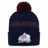 Men's Fanatics Branded Blue/Burgundy Colorado Avalanche 2022 NHL Draft Authentic Pro Cuffed Knit Hat With Pom