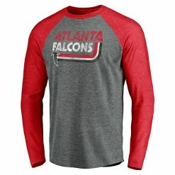 Men's Fanatics Branded Heathered Gray/Heathered Red Atlanta Falcons Vintage On The Ropes Raglan Tri-Blend Long Sleeve T-Shirt -Metaverse shop unnamed file 14660