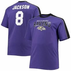 Men's Fanatics Branded Lamar Jackson Purple Baltimore Ravens Big & Tall Sleeve Panel Player Name & Number T-Shirt -Metaverse shop unnamed file 14663