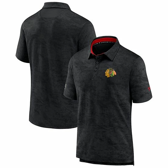 Men's Fanatics Branded Black Chicago Blackhawks Authentic Pro Rink Polo 3 Men's Fanatics Branded Black Chicago Blackhawks Authentic Pro Rink Polo