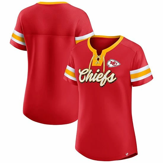 Women's Fanatics Branded Red Kansas City Chiefs Original State Lace-Up T-Shirt 4 Women's Fanatics Branded Red Kansas City Chiefs Original State Lace-Up T-Shirt - Image 2