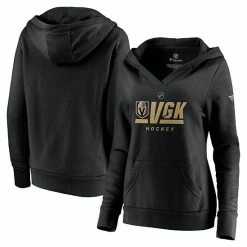 Women's Fanatics Branded Black Vegas Golden Knights Authentic Pro Secondary Logo V-Neck Pullover Hoodie -Metaverse shop unnamed file 14832