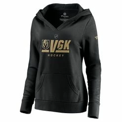 Women's Fanatics Branded Black Vegas Golden Knights Authentic Pro Secondary Logo V-Neck Pullover Hoodie -Metaverse shop unnamed file 14833
