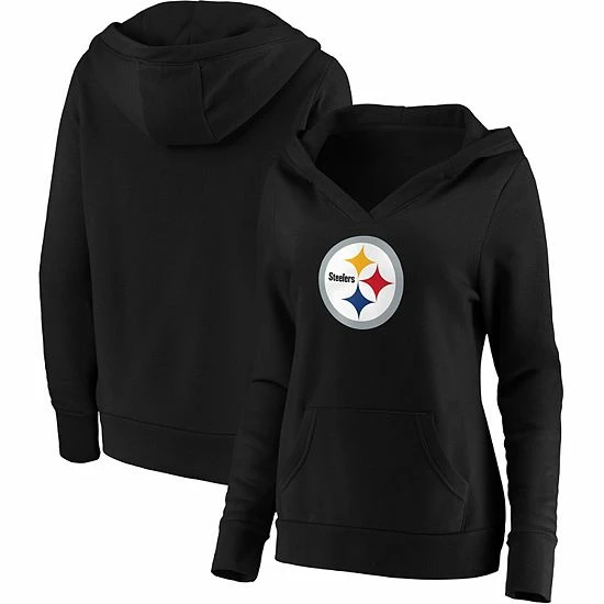 Women's Fanatics Branded Black Pittsburgh Steelers Primary Team Logo V-Neck Pullover Hoodie Women's Fanatics Branded Black Pittsburgh Steelers Primary Team Logo V-Neck Pullover Hoodie -Metaverse shop unnamed file 14870