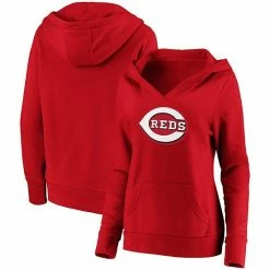 Women's Fanatics Branded Red Cincinnati Reds Official Logo Crossover V-Neck Pullover Hoodie 3 Women's Fanatics Branded Red Cincinnati Reds Official Logo Crossover V-Neck Pullover Hoodie -Metaverse shop unnamed file 14914