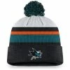 Men's Fanatics Branded White/Black San Jose Sharks Authentic Pro Draft Cuffed Knit Hat With Pom -Metaverse shop unnamed file 14976