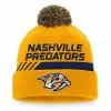 Men's Fanatics Branded Gold/Navy Nashville Predators Authentic Pro Team Locker Room Cuffed Knit Hat With Pom -Metaverse shop unnamed file 15014