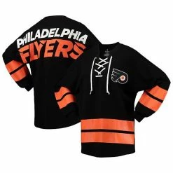 Women's Fanatics Branded Black Philadelphia Flyers Lace-Up Jersey T-Shirt