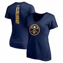 Women's Fanatics Branded Jamal Murray Navy Denver Nuggets Playmaker Logo Name & Number V-Neck T-Shirt -Metaverse shop unnamed file 15024