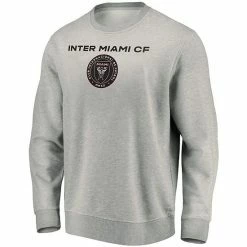 Men's Fanatics Branded Heathered Gray Inter Miami CF Prep Squad Arch Pullover Sweatshirt -Metaverse shop unnamed file 15041