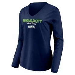 Women's Fanatics Branded College Navy Seattle Seahawks Highly Valued Long Sleeve V-Neck T-Shirt -Metaverse shop unnamed file 15098