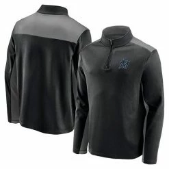 Men's Fanatics Branded Black Miami Marlins Team Primary Logo Quarter-Zip Jacket