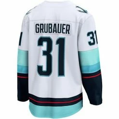 Men's Fanatics Branded Philipp Grubauer White Seattle Kraken Away Premier Breakaway Player Jersey -Metaverse shop unnamed file 15252