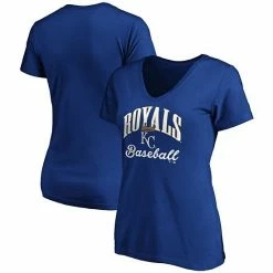 Women's Fanatics Branded Royal Kansas City Royals Victory Script V-Neck T-Shirt