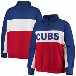 Women's Fanatics Branded Royal/Red Chicago Cubs Plus Size Colorblock Quarter-Zip Sweatshirt