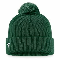 Men's Fanatics Branded Green Minnesota Wild Core Primary Logo Cuffed Knit Hat With Pom -Metaverse shop unnamed file 15416