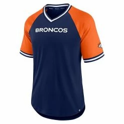 Men's Fanatics Branded Navy Denver Broncos Second Wind Raglan V-Neck T-Shirt -Metaverse shop unnamed file 15433