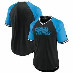 Men's Fanatics Branded Black/Blue Carolina Panthers Second Wind Raglan V-Neck T-Shirt -Metaverse shop unnamed file 15440