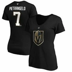Women's Fanatics Branded Alex Pietrangelo Black Vegas Golden Knights Authentic Stack Name & Number V-Neck T-Shirt