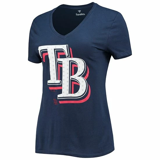 Women's Fanatics Branded Navy Tampa Bay Rays Red White & Team V-Neck T-Shirt 5 Women's Fanatics Branded Navy Tampa Bay Rays Red White & Team V-Neck T-Shirt - Image 3
