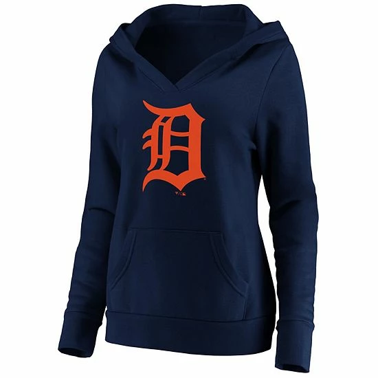 Women's Fanatics Branded Navy Detroit Tigers Official Logo Crossover V-Neck Pullover Hoodie 5 Women's Fanatics Branded Navy Detroit Tigers Official Logo Crossover V-Neck Pullover Hoodie - Image 3