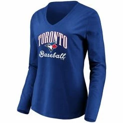 Women's Fanatics Branded Royal Toronto Blue Jays Victory Script V-Neck Long Sleeve T-Shirt -Metaverse shop unnamed file 15633