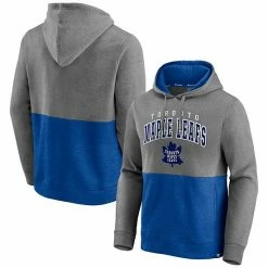 Men's Fanatics Branded Heathered Gray/Blue Toronto Maple Leafs Block Party Classic Arch Signature Pullover Hoodie -Metaverse shop unnamed file 15658