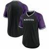Men's Fanatics Branded Black/Purple Baltimore Ravens Second Wind Raglan V-Neck T-Shirt -Metaverse shop unnamed file 15661