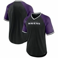 Men's Fanatics Branded Black/Purple Baltimore Ravens Second Wind Raglan V-Neck T-Shirt -Metaverse shop unnamed file 15662