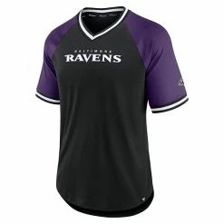 Men's Fanatics Branded Black/Purple Baltimore Ravens Second Wind Raglan V-Neck T-Shirt -Metaverse shop unnamed file 15663