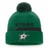 Men's Fanatics Branded Kelly Green/Black Dallas Stars Authentic Pro Team Locker Room Cuffed Knit Hat With Pom -Metaverse shop unnamed file 15669