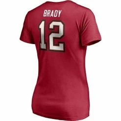 Women's Fanatics Branded Tom Brady Red Tampa Bay Buccaneers Player Icon Name & Number V-Neck T-Shirt -Metaverse shop unnamed file 15694